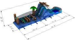 XJUMPTropicalCommercialGradeObstacleCoursewithduallanesli 3 45' Tropical DL Wet/Dry Obstacle Course